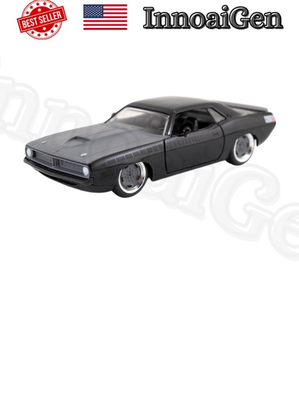 Jada Fast & Furious Letty's Plymouth Barracuda 1:24 Die-Cast Movie Car Black NWB